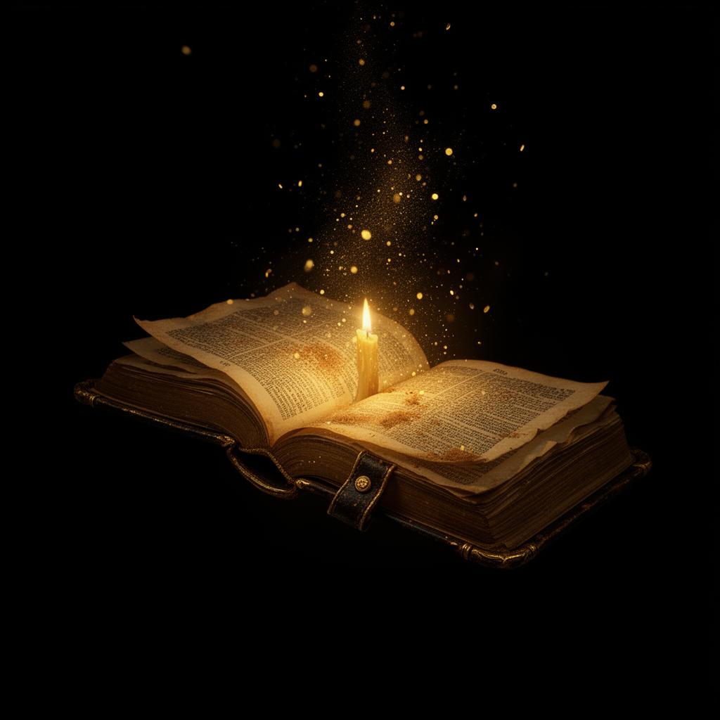A single ancient tome with golden embers rising